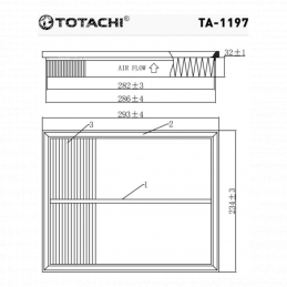 TOTACHI фильтр воздушный TA-1197 (9117557, C30130, LX735) Opel Astra G 1.2-1.7TD/2.0Di/DTi & 16V 98>